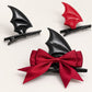 8pc Halloween Bat Wing Hair Clip Set with Satin Bows