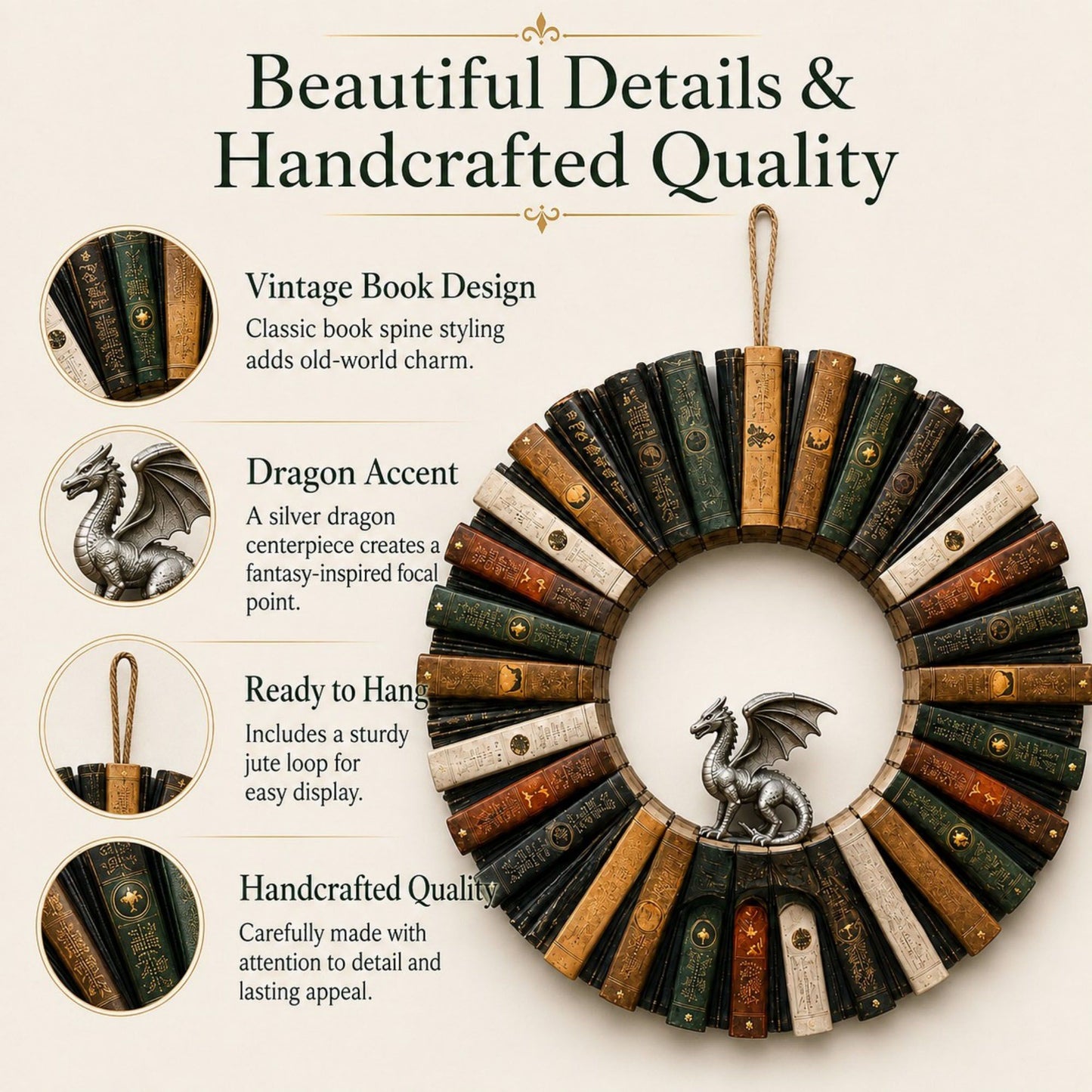 Gothic Raven Decorative Book Door Wreath 11.8 Inch