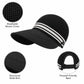 Woven Wide Brim Visor Hat with Striped Band Mesh Crown Adjustable Back Strap