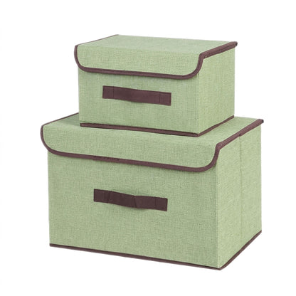 2 Piece Foldable Storage Box Set with Lids and Handles