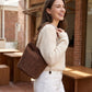 Leopard Print Bucket Shoulder Bag with Chain Charm