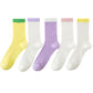5 Pairs Women's Breathable Lace-Knit Crew Socks with Colored Cuffs Soft Lightweight Anti-Odor for Casual Wear
