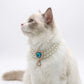 Double Strand Faux Pearl Pet Necklace Heart Gem Pendant Adjustable Collar Jewelry for Cats and Small Dogs