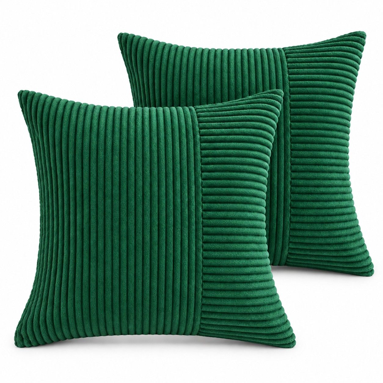 2 Pack Soft Corduroy Throw Pillow Covers 18 x 18 Inch and 12 x 20 Inch