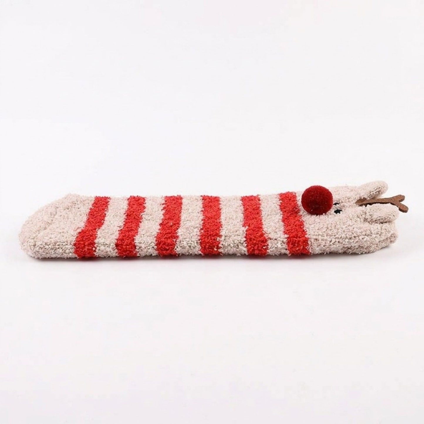 Fuzzy Reindeer Crew Socks 2 Pair US 5-10.5