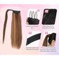 Straight Ponytail Extension - 24 Inch Long Straight Wrap Around Ponytail for Women Clip Ponytail Hair Extensions Synthetic