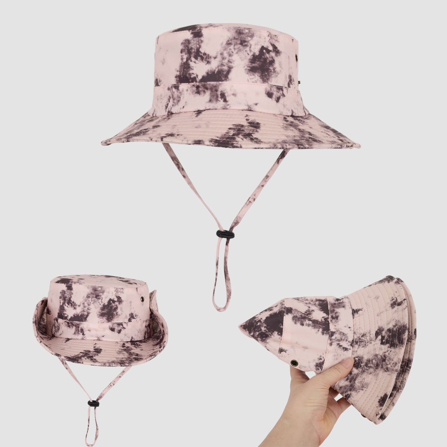 Wide Brim Outdoor Sun Hat with Adjustable Chin Strap for Hiking Camping Travel Beach