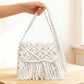 Macrame Fringe Shoulder Bag Knotted Rope Crossbody Handbag Boho Woven Tassel Bag Lightweight Handmade Style Purse