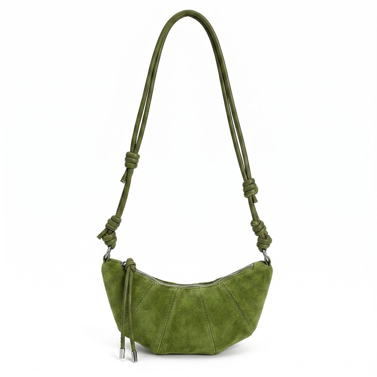 Soft Faux Suede Crossbody Shoulder Bag Adjustable Strap Compact Everyday Crescent Purse
