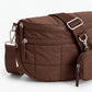 Grid Padded Saddle Crossbody Bag with Detachable Mini Pouch and Adjustable Wide Shoulder Strap 10.2x4.5x8.3in