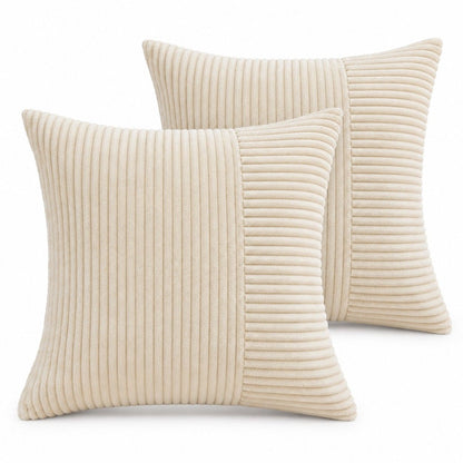 2 Pack Soft Corduroy Throw Pillow Covers 18 x 18 Inch and 12 x 20 Inch