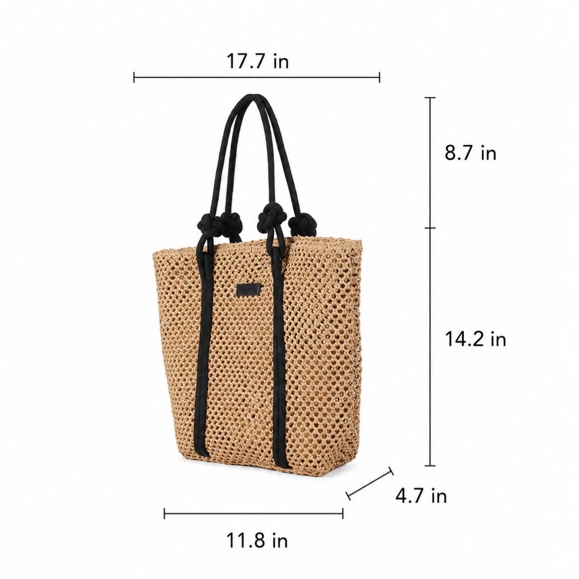 Woven Straw Beach Tote Bag Large Capacity Summer Shoulder Carryall with Contrast Straps