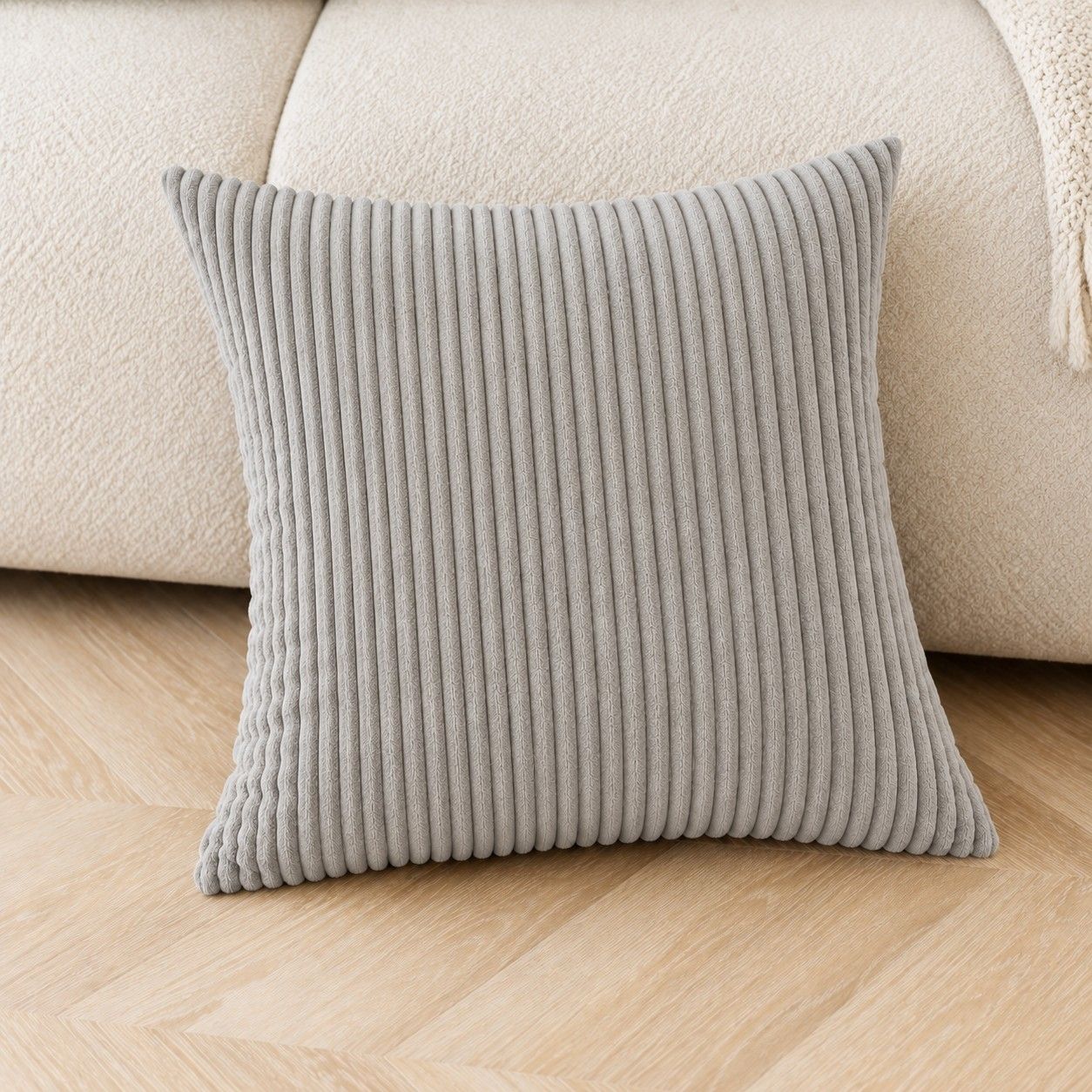 2 Pack Soft Corduroy Throw Pillow Covers 18 x 18 Inch and 12 x 20 Inch
