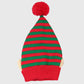 Christmas Elf Striped Knit Hat Striped Beanie with Pom-Pom & Elf Ears for Holiday Parties & Festive Decor
