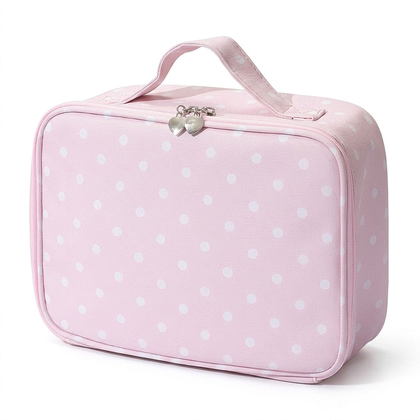 Polka Dot Travel Makeup Case with Dividers and Mirror