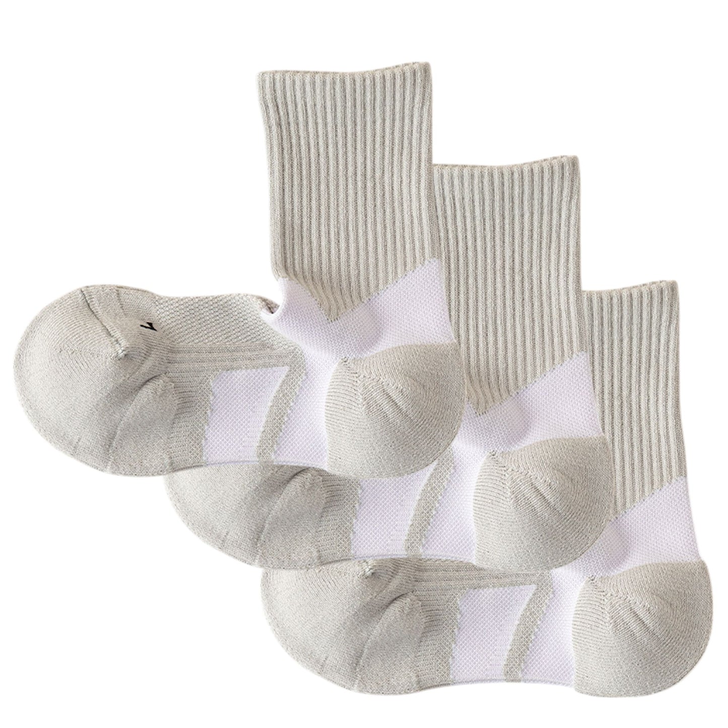 3-Pair Pack Cushioned Sports Crew Socks with Arch Support Mesh Panels and Ankle Compression