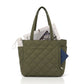 Quilted Tote Bag with Zipper Pockets and Water Resistant Fabric