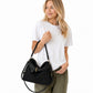 Slouchy Shoulder Hobo Bag with Adjustable Strap Buckle Detail and Inner Zip Pocket