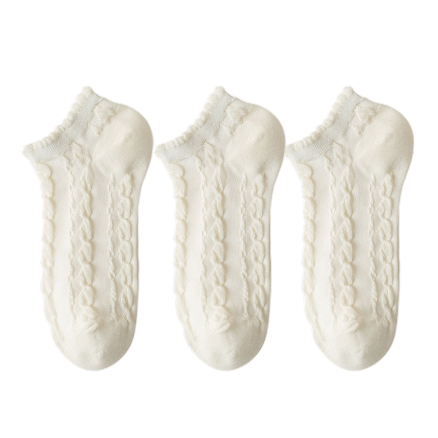3-Pack Sheer Lace Ice Silk Ankle Socks with Floral Knit Design Lightweight Breathable Style