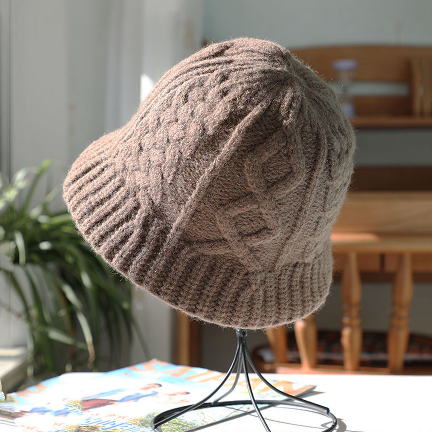 Cable-Knit Bucket Hat - Soft Winter Hat for Casual Daily Wear
