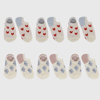 Charming No Show Socks Seamless Toe Cotton 6Pk