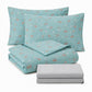 4-Piece Cotton Bedding Set with Cherry Print Duvet Cover and Pillowcases