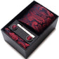 Men's Floral Pattern Tie Gift Set with Matching Pocket Square Cufflinks and Silver Tie Clip
