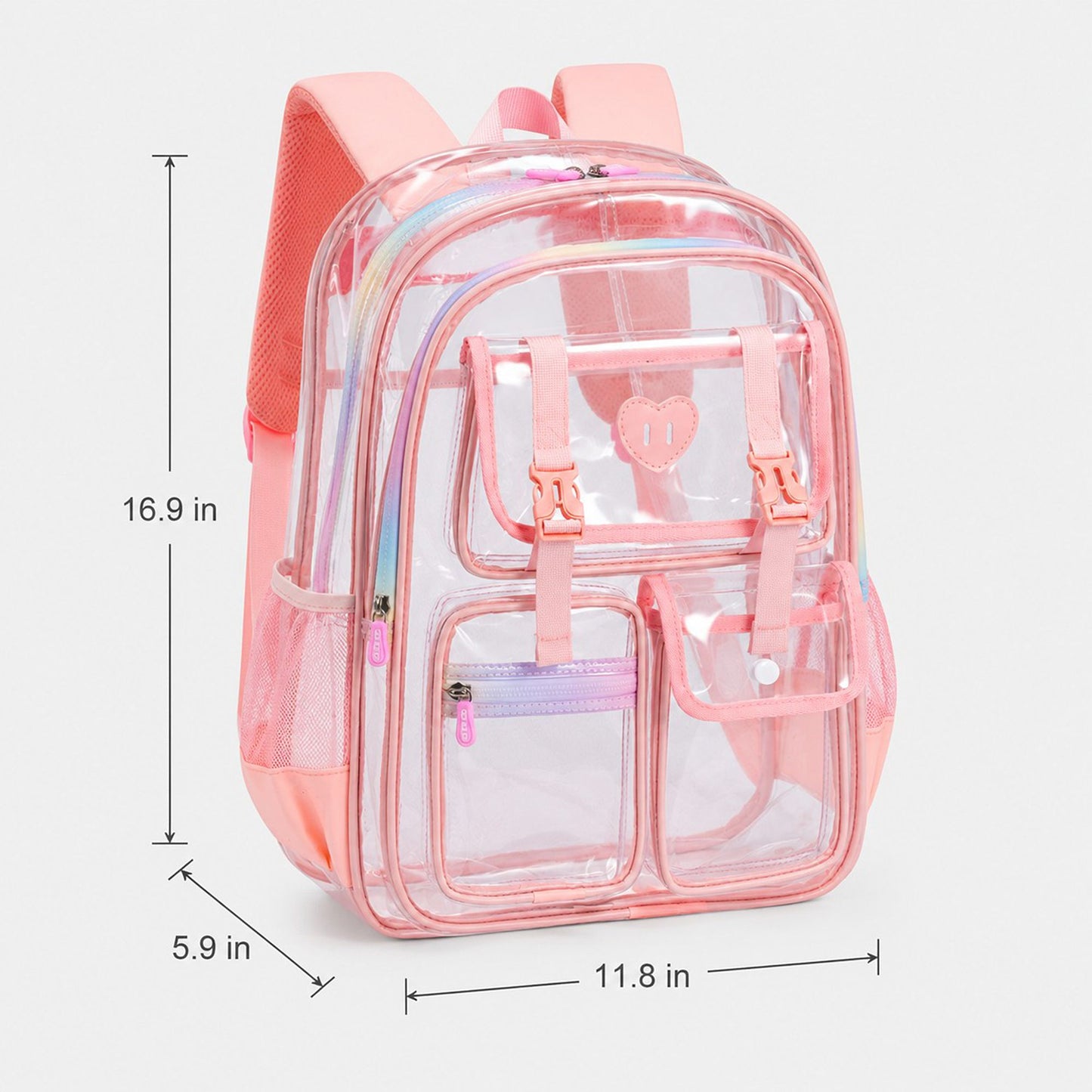 Clear Backpack with Multiple Pockets and Padded Straps