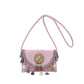 Women's Woven Crossbody Bag with Beaded Medallion Tassel Flap and Long Strap