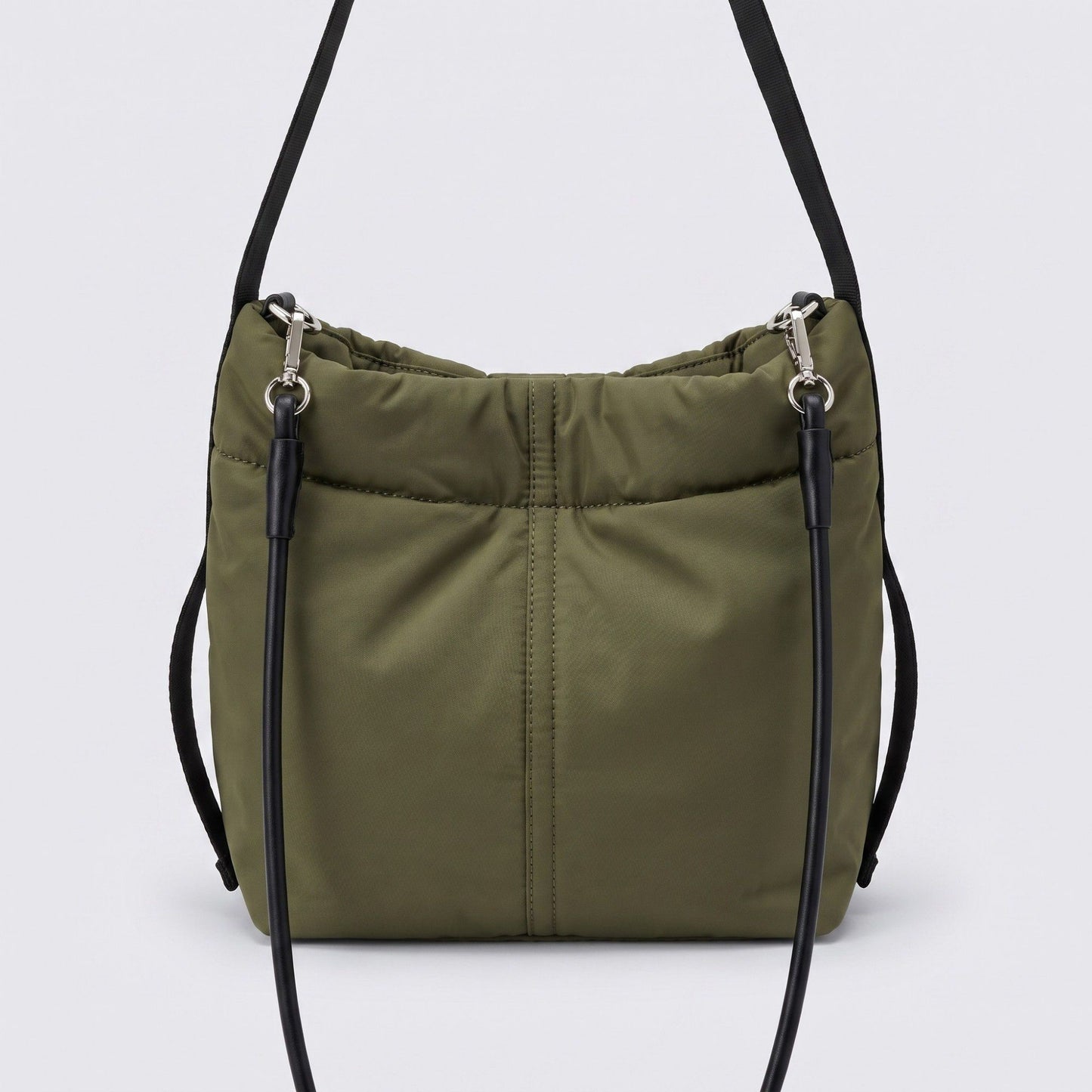 Vertical Seam Padded Hobo Tote Bag with Dual Convertible Straps for Shoulder Crossbody Wear 9.4x8.7x4.7in