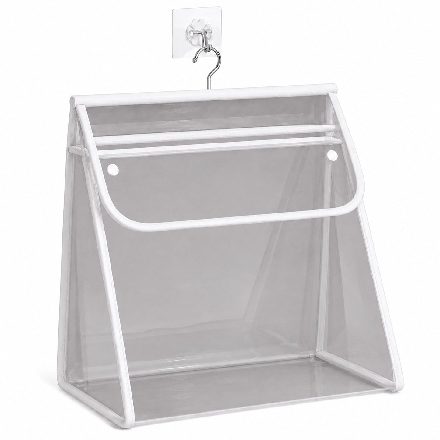 Clear Hanging Wall Storage Bag with Snap Flap Hook Bathroom Organizer