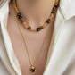 Women's Layered Necklace Set with Beaded Choker and Gemstone Pendant