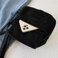 Corduroy Crossbody Bag with Front Pocket Adjustable Strap and Zip Closure