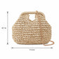 Small Woven Straw Handbag Chain Crossbody Bag with Top Handle and Flap Closure