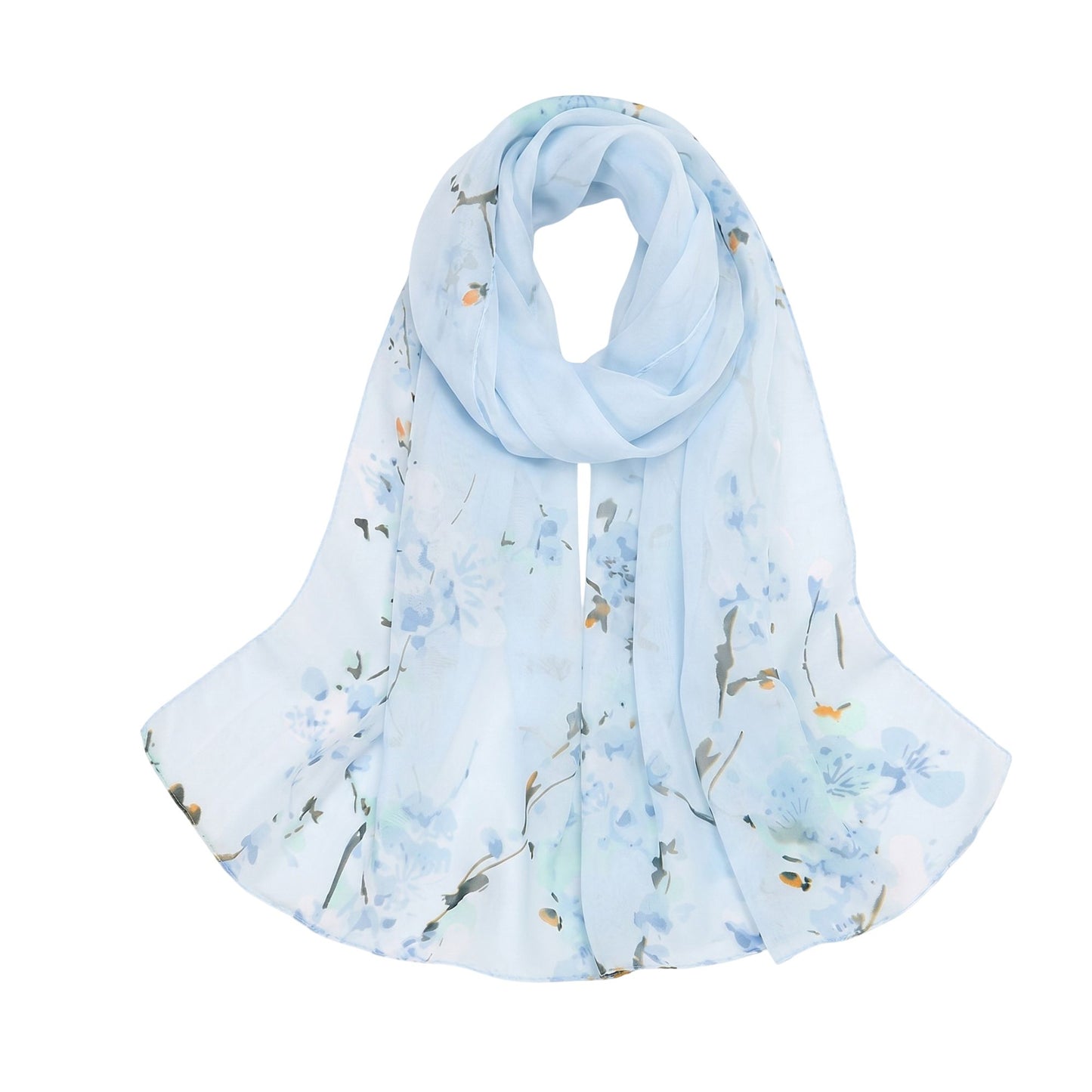 Floral Print Lightweight Chiffon Scarf Soft Sheer Fashion Shawl Wrap 59¡Á19.5 Inches