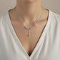 Women's Crystal Leaf Pendant Necklace with Drop Chain Accent