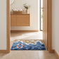 Coastal Ocean Wave Plush Bathroom Mat with Life Preserver and Seashell Design