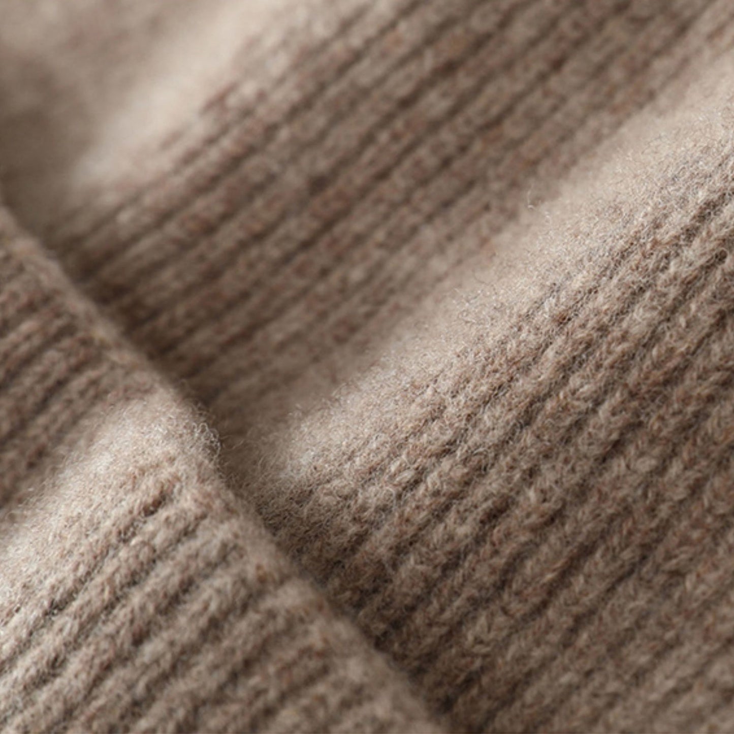 Ribbed Wool Knit Beanie Hat with Folded Cuff