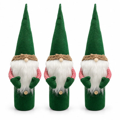 3pk Christmas Gnome Wine Bottle Covers