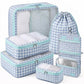 6 Piece Travel Packing Cube Set with Hanging Toiletry Bag