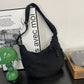 Corduroy Crescent Crossbody Bag with Adjustable Strap and Zip Pockets