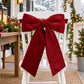 Burgundy Fabric Christmas Chair Bow Decoration