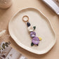 Floral Bag Charm with Three Dimensional Flowers and Key Ring