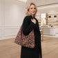 Leopard Print Tote Bag with Single Shoulder Strap and Magnetic Snap Closure