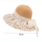 Crochet Sun Hat with Lace Bow Accent and Embroidered Sheer Wide Brim