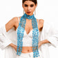 Sequin Floral Skinny Scarf Mesh Neck Wrap