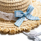 Pet Straw Sun Hat with Lace Trim Bow Adjustable Chin Strap Summer Costume Hat for Cats and Small Dogs