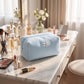 Womens Soft Textured Cosmetic Bag Zipper Makeup Toiletry Organizer