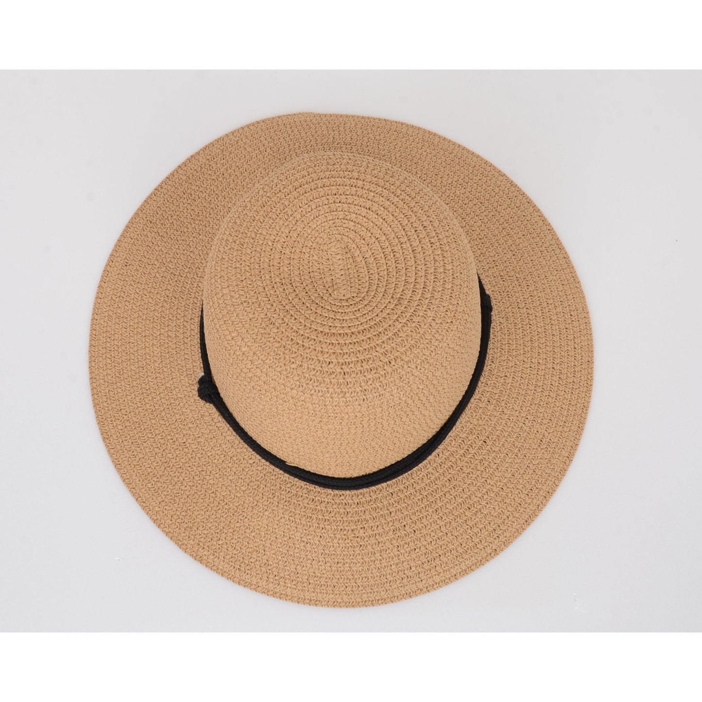 Wide Brim Straw Sun Hat with Chin Strap and Black Cord Detail for Outdoor Protection and Stylish Shade