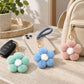 Fluffy Flower Pom Pom Keychain Cute Faux Fur Bag Charm Set